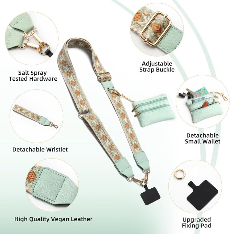 CUEDM Cell Phone Lanyard Crossbody,Adjustable Cell Phone Strap with Wristlet,Clip and Go Strap for Phone with Wallet - Image 4